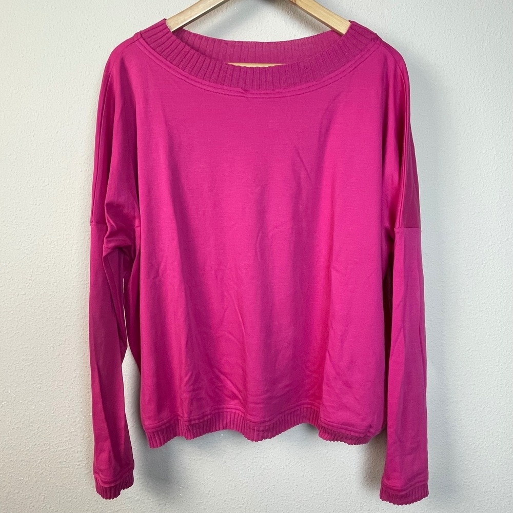 PLANET BY LAUREN‎ G One Size Fits All Magenta Pink Pima Cotton Modal Sweatshirt